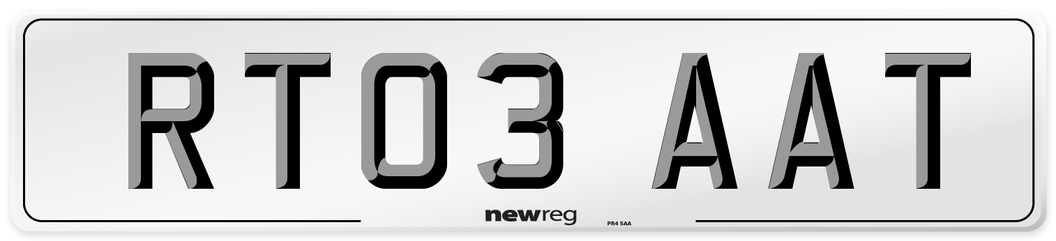 RT03 AAT Number Plate from New Reg